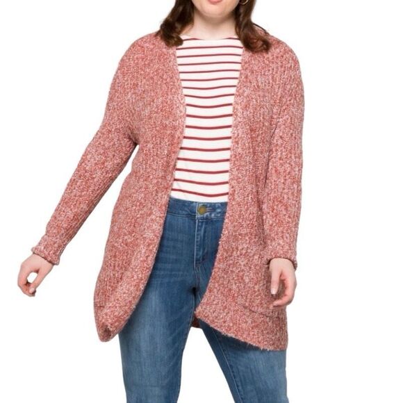 Steve Madden Salmon Marled Odetta Open Front Cardigan - Picture 1 of 7